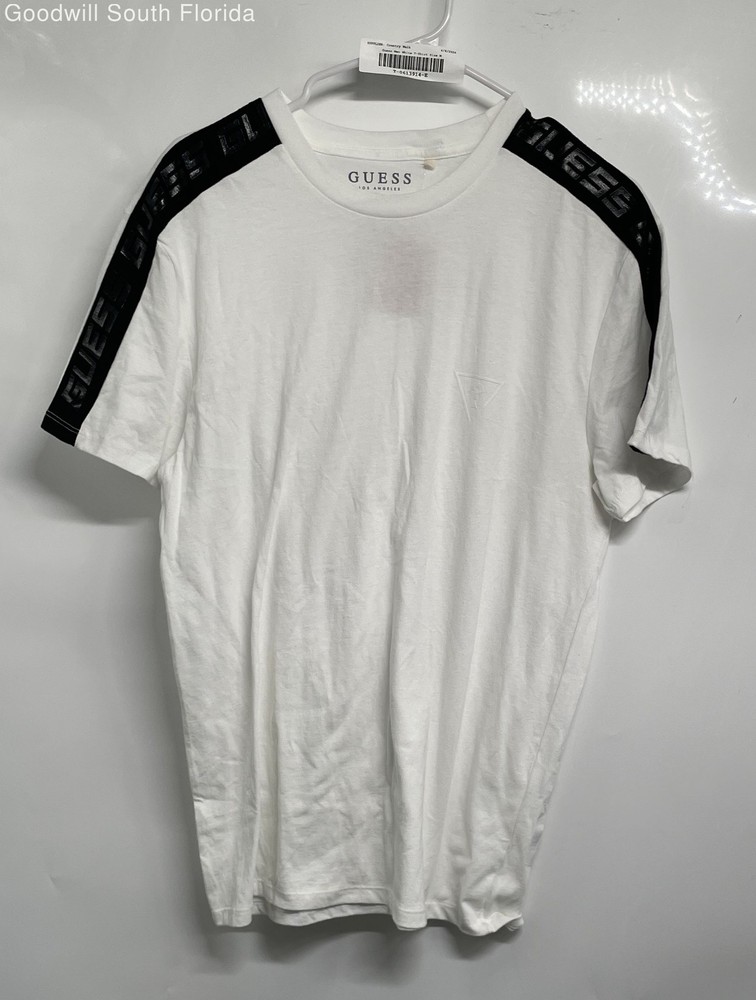 Guess Mens White Cotton Short Sleeve Crew Neck Pullover T-Shirt Size Medium