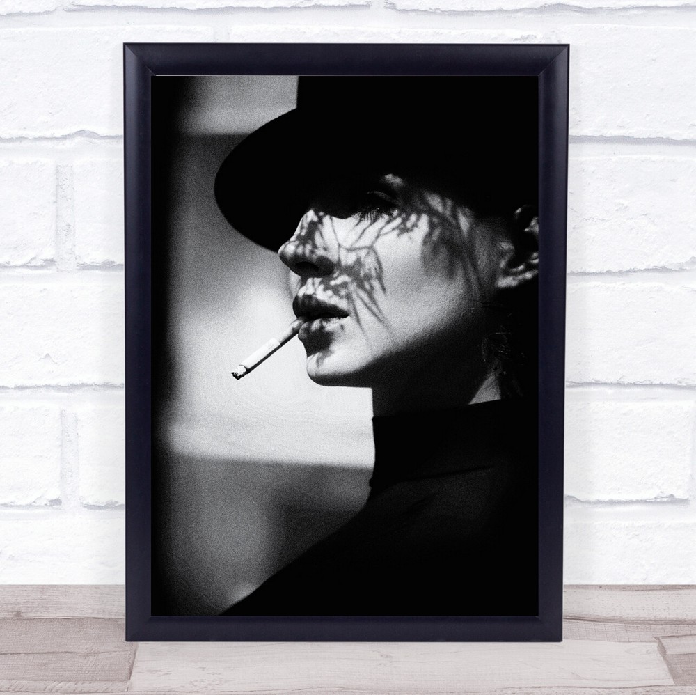 Lady In Black People Street Emotional Smoking Emotion Feeling Wall Art Print