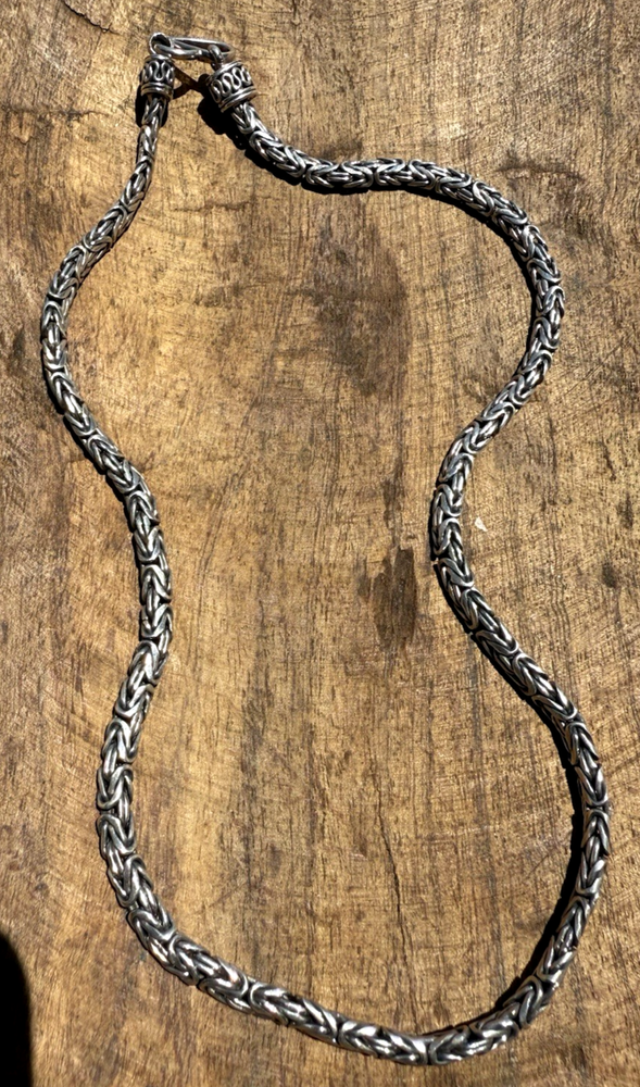 Vintage Heavy 53.73 Grams Sterling Silver Byzantine Necklace 19”