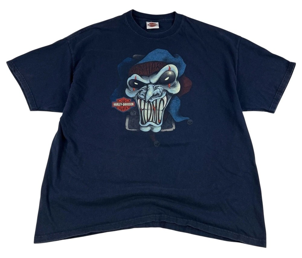 Vintage Y2K Harley Davidson Motorcycle Joker Double Sided T-Shirt Mens Size XL