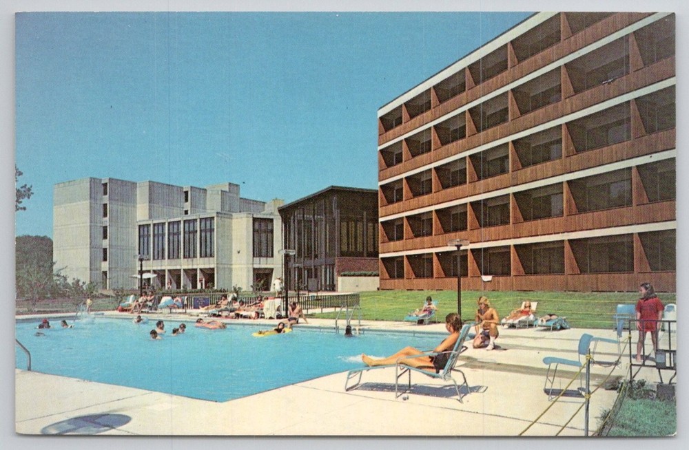 Vintage Paris Landing State Park Inn TN Pool Photochrome Postcard