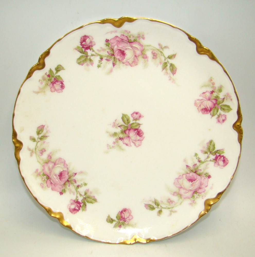 Haviland Limoges Schleiger 257 Coupe Luncheon Plate Pink Roses