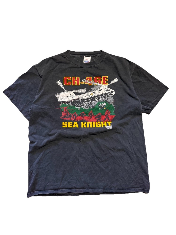 Vintage 80s Usmc Sea Knight Military Single Stitch Size Xl Tshirt USA Good Fade