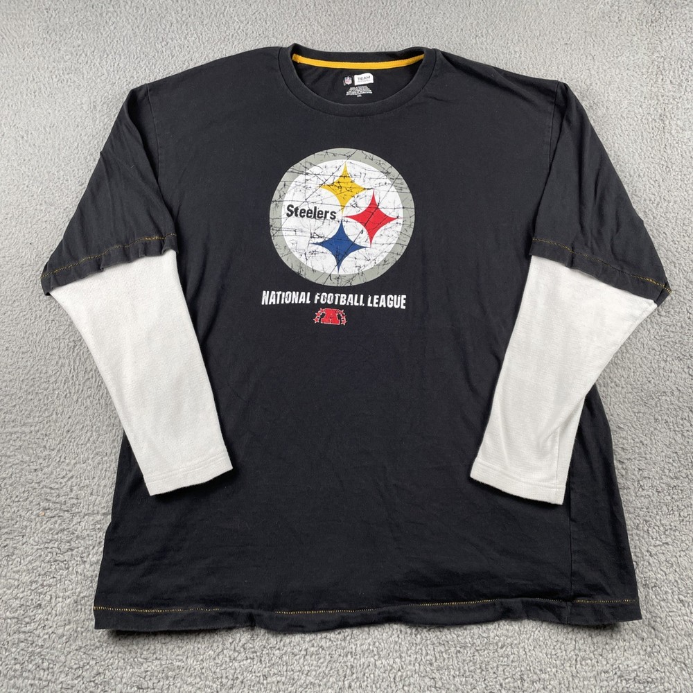 NFL Team Apparel Pittsburgh Steelers NFL Football Black Long Sleeve Shirt 2XL