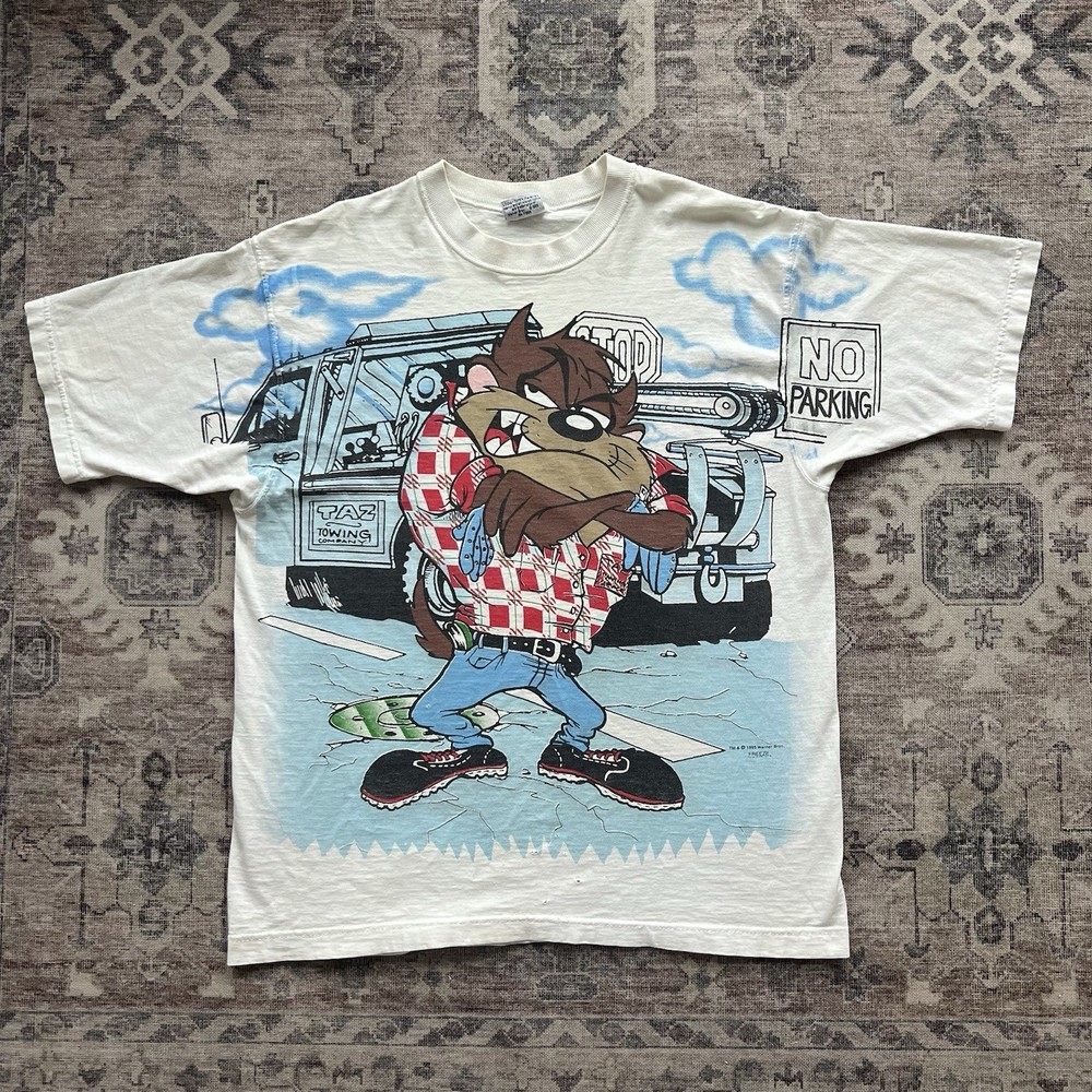 Vintage Looney Tunes Taz All Over Print AOP T-Shirt Size XL