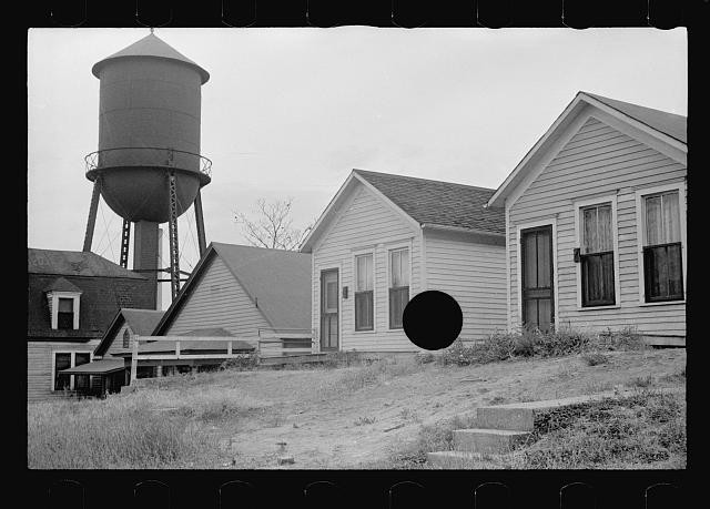 Photo:1930s Water Tower Small Town Houses Street Scene