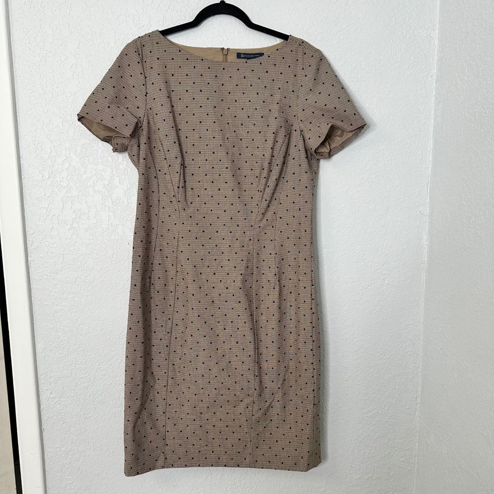 Brooks Brothers Women's Sheath Dress Polka Dot Houndstooth Size 14
