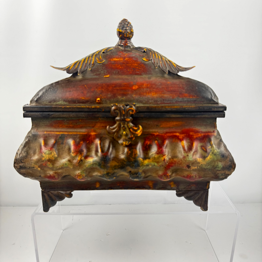 Decorative Metal Hinged Trinket Box for Jewelry Storage and Home Decor