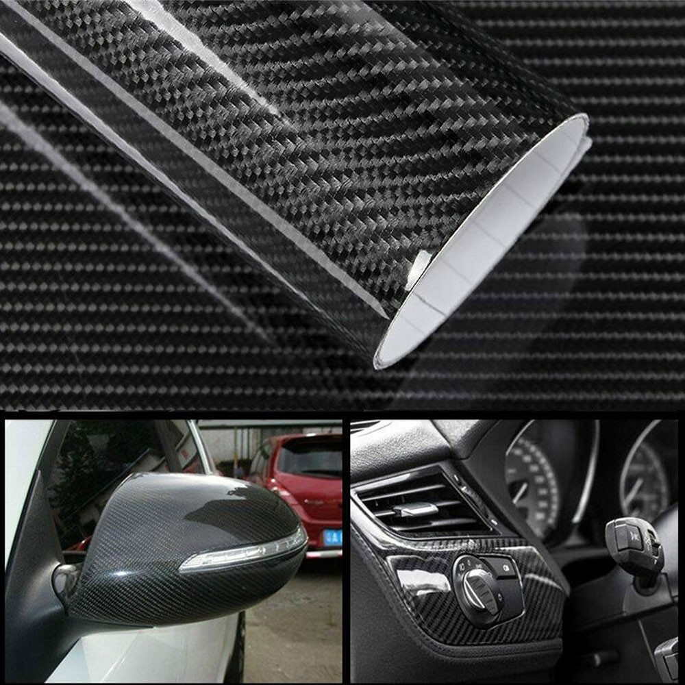 5D Carbon Fiber Black Gloss High Glossy Auto Vinyl Wrap Sticker Decal Sheet Film