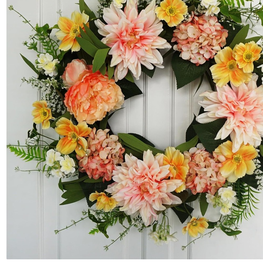 Handcrafted 24-Inch Tropical Wreath for Easter and Summer Decor