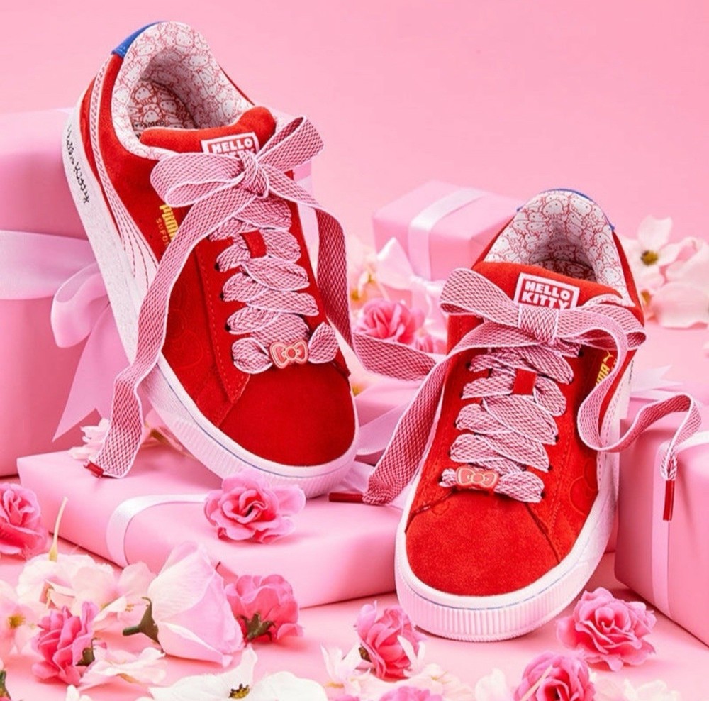 PUMA x Hello Kitty Suede XL Athletic Shoe Red White Womens Size 8 New