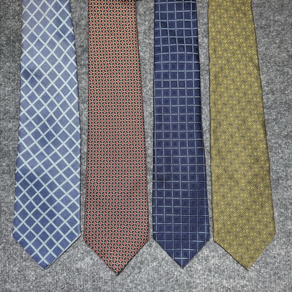 Lot of 4 Brooks Brothers Geometric Ties Neck Tie USA Made 100% Silk