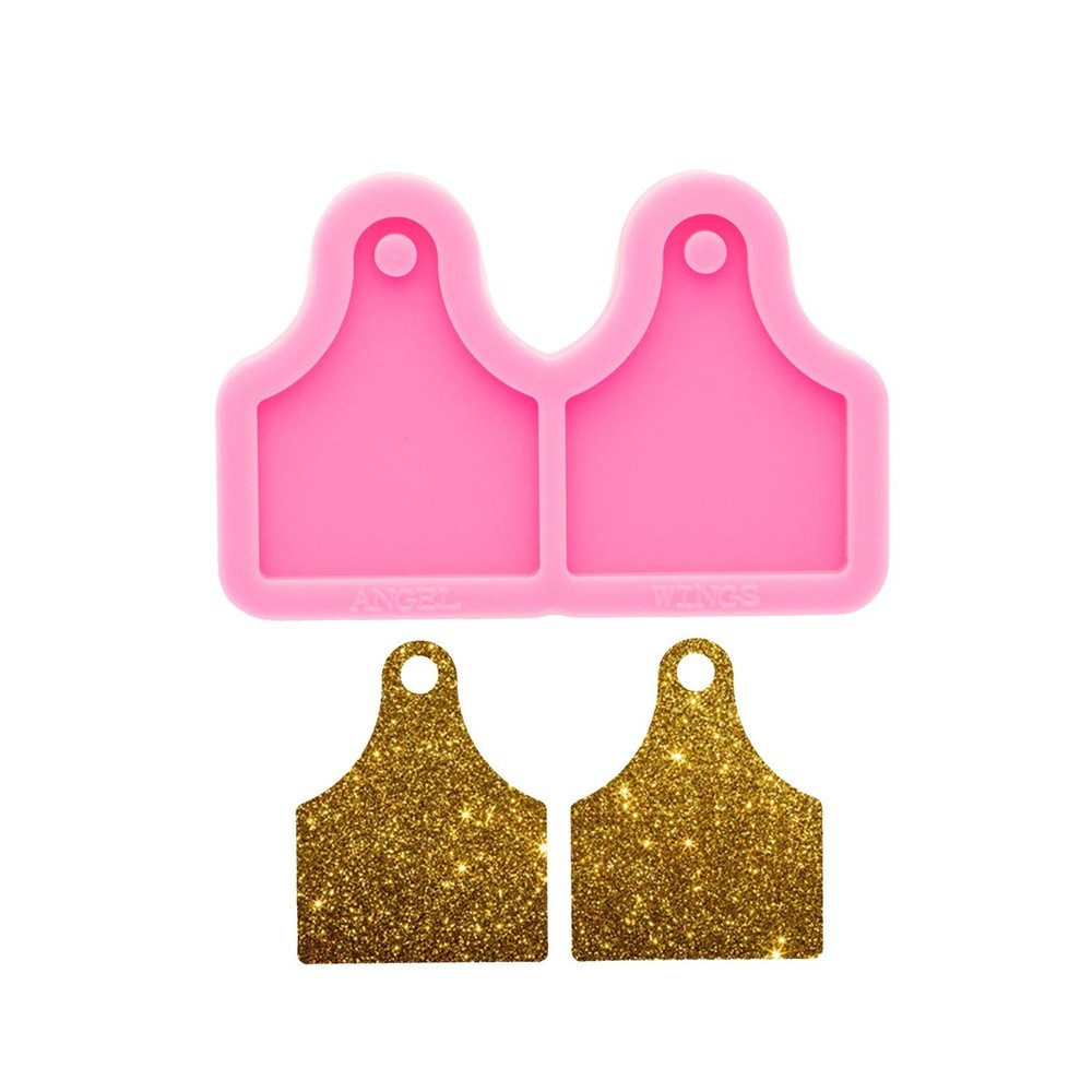 Super Glossy Cow Tag Earring Resin Mold Silicone Earring Molds DIY Keychain C...