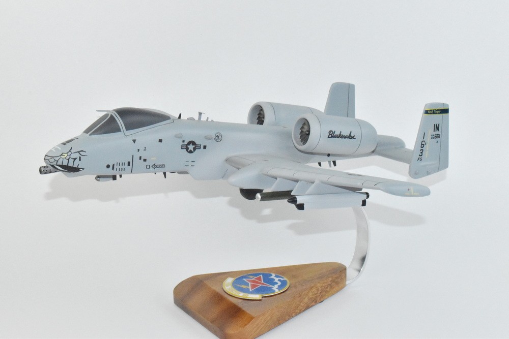 163d Fighter Squadron Blacksnakes A-10 Warthog Model, Fairchild, 1/33 Mahogany