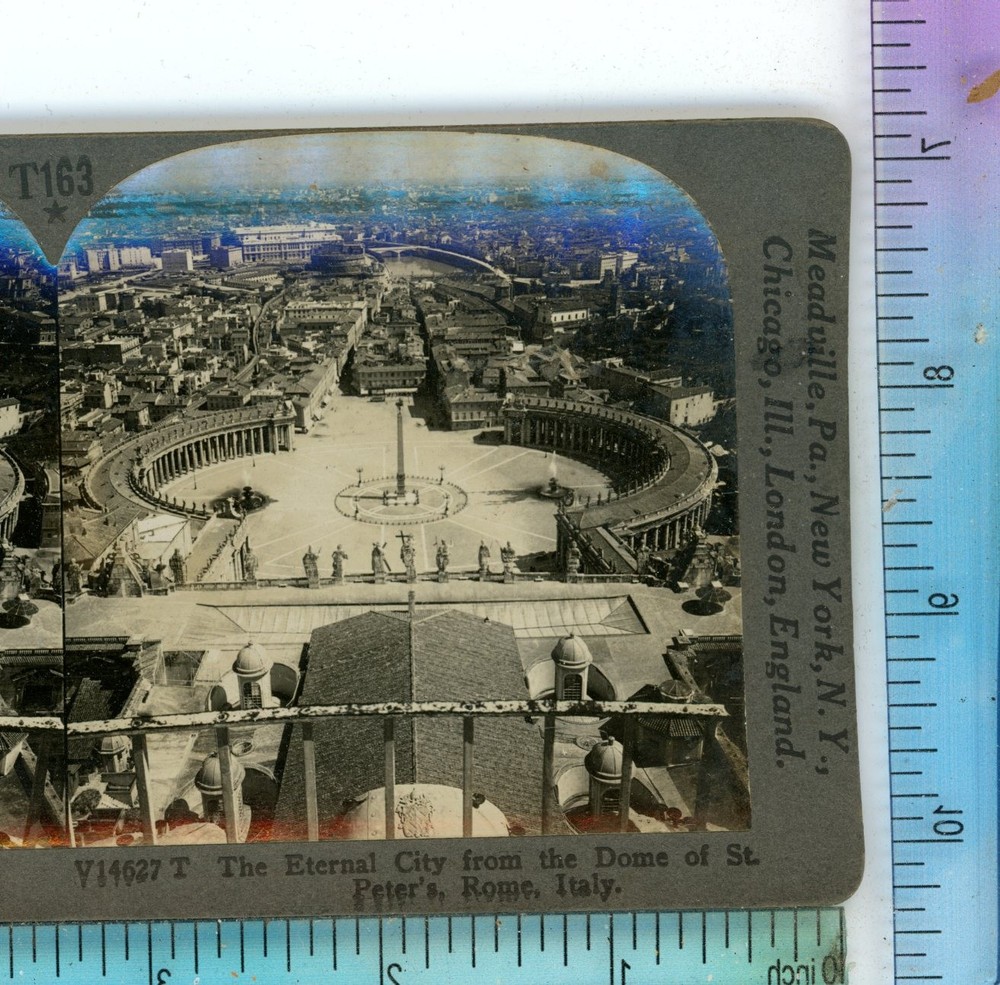 Rome Italy Eternal City from Dome of St Peter Keystone Stereoview