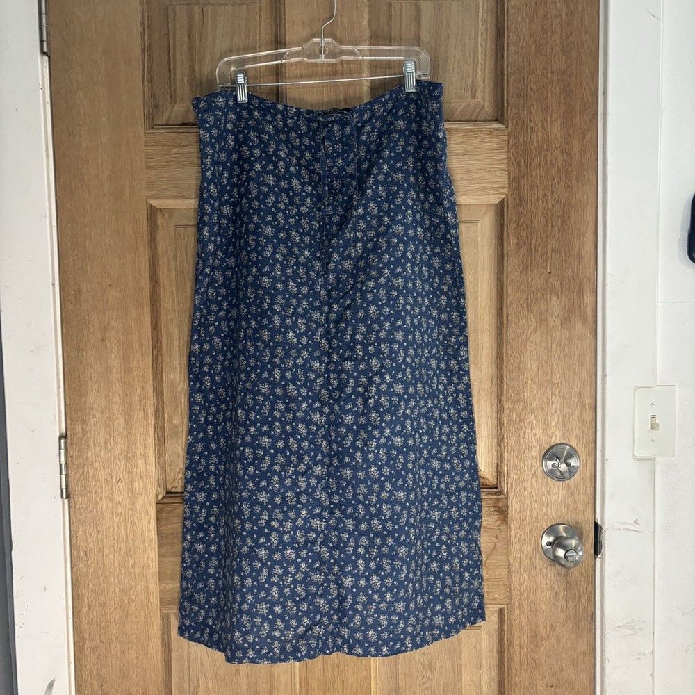 Liz Claiborne women’s linen Blue Midi A-Line Skirt size 8