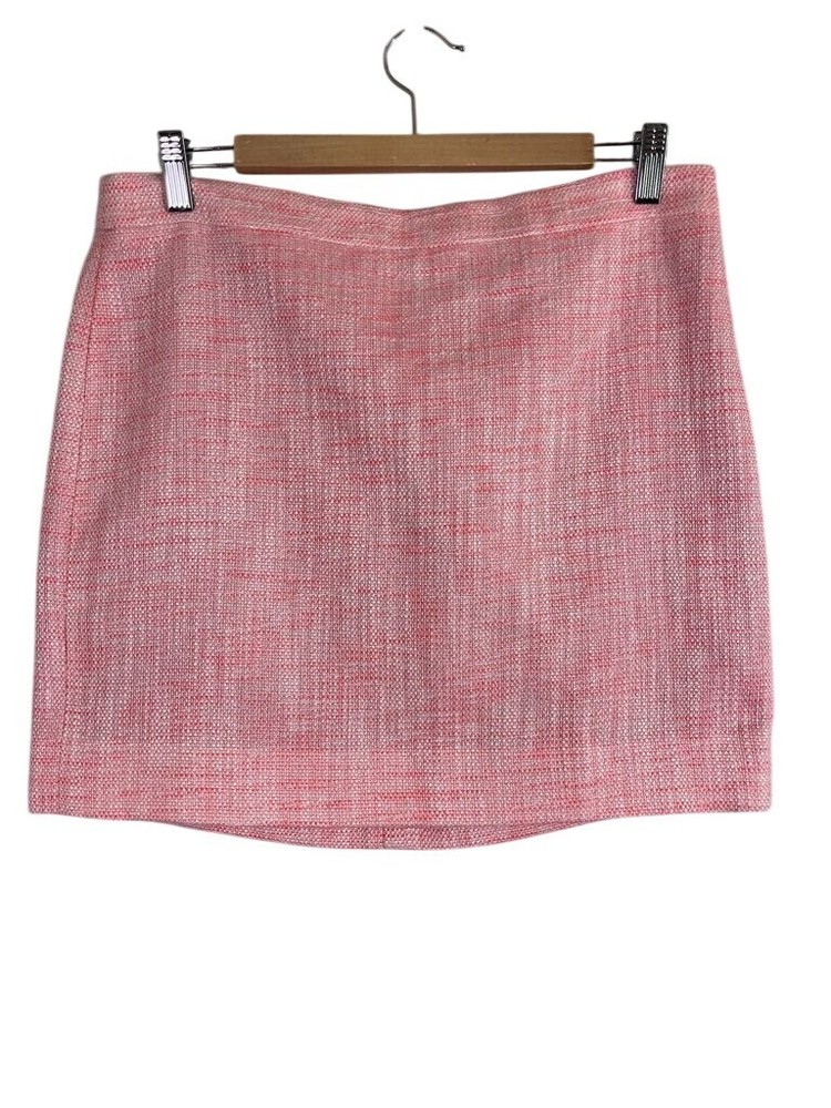 J Crew Tweed Skirt 10 Pink Mini Metallic Academia Workwear Metallic Neutral