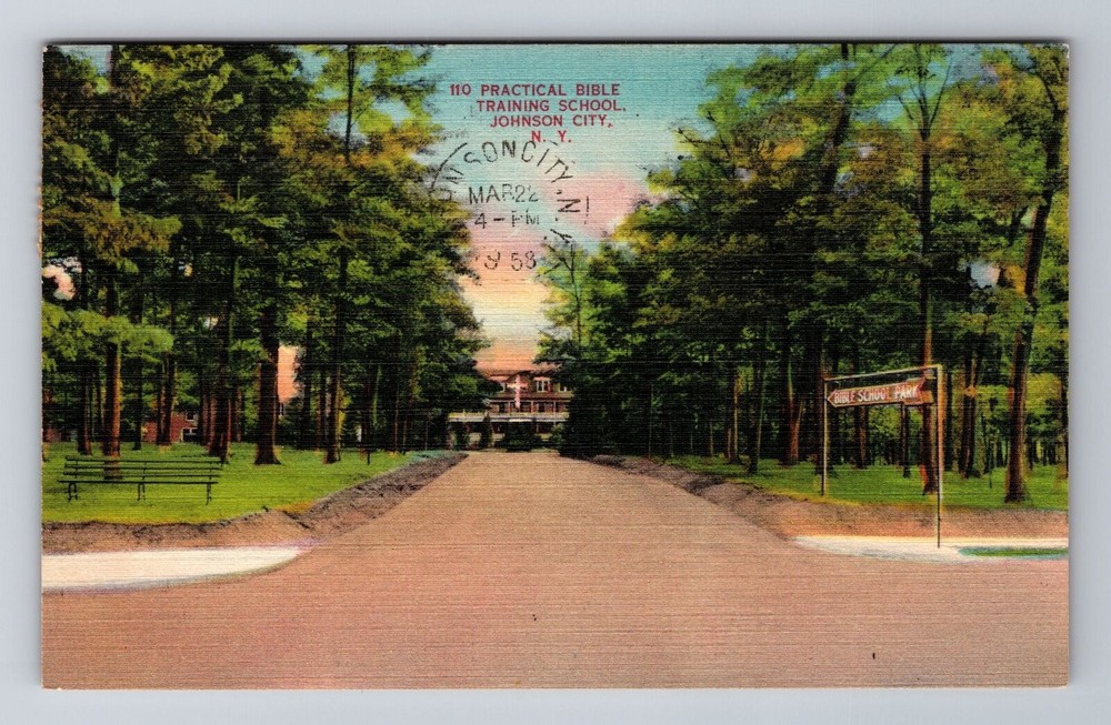 Johnson City NY-New York, Bible Training School, Vintage c1958 Souvenir Postcard