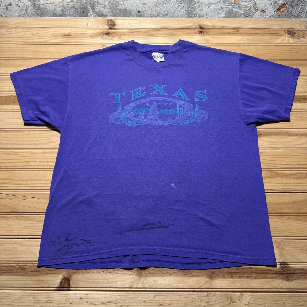 Vintage 90s Hanes Texas Wolf Howling Desert Western Graphic Souvenir T-Shirt XL