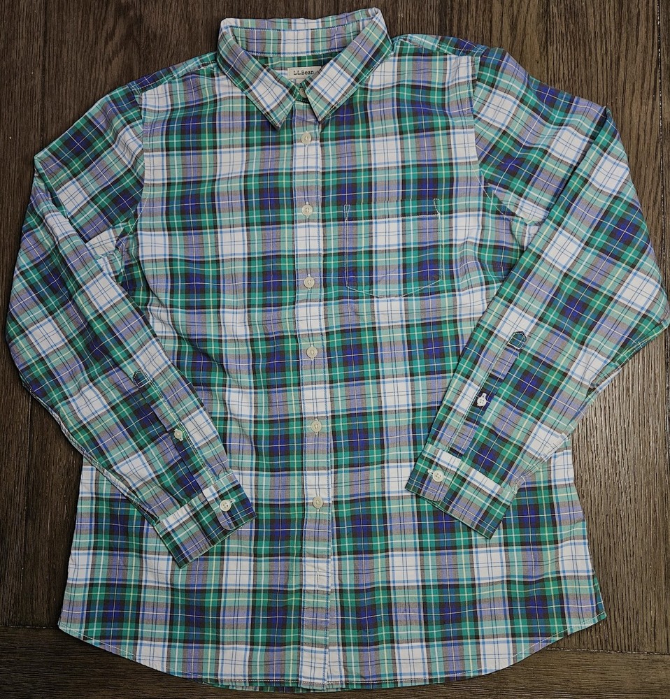 L. L. Bean Ladies Size Small Long Sleeve Multicolor Plaid Button Down Shirt