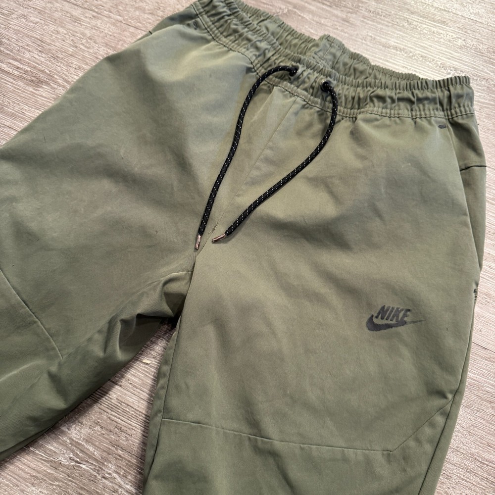Nike Tech Jogger Mens Small Green Sportswear Woven Tech 26x28 Zip Commuter
