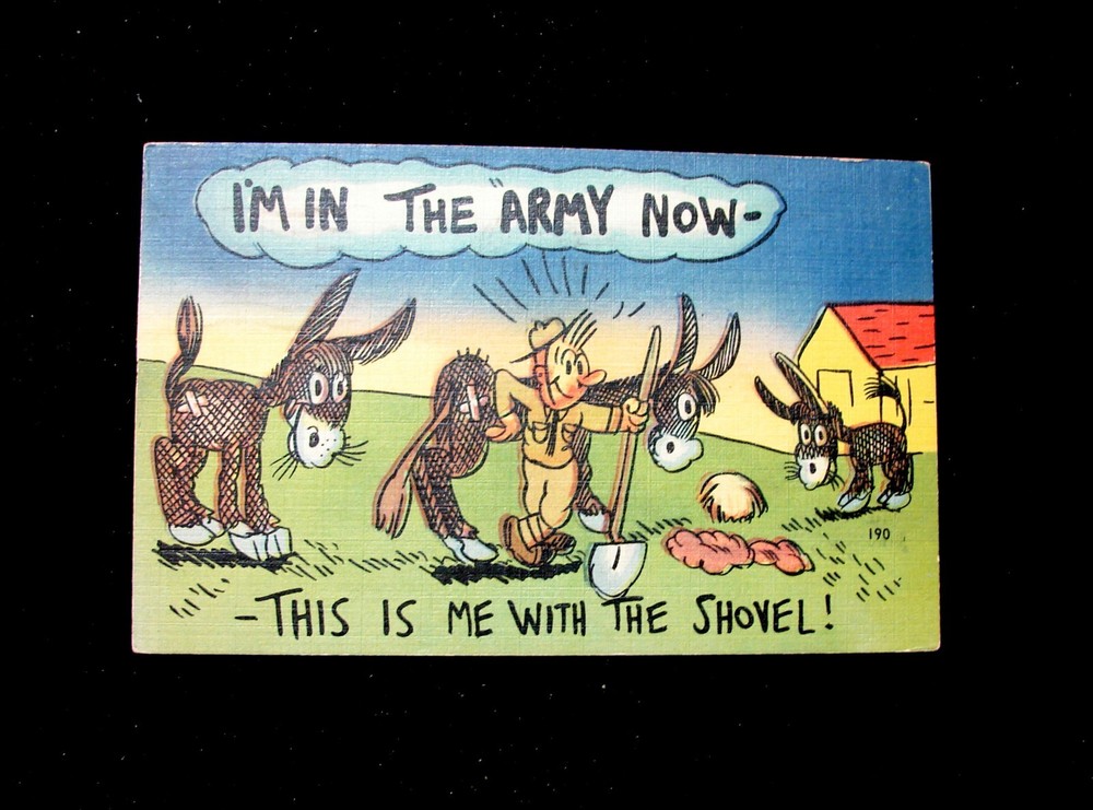 1942 Wwii Postcard Military Comic 