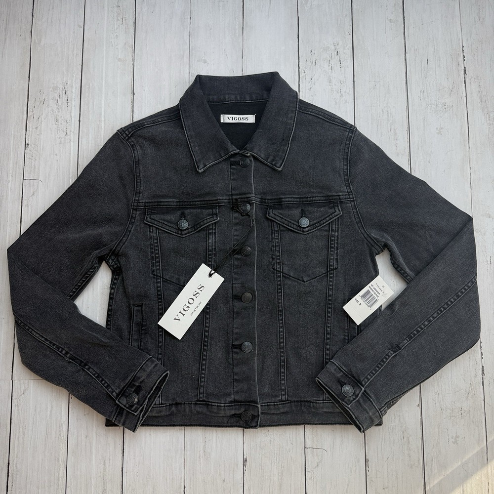 Vigoss Black Wash Stretch Denim Jean Jacket Women’s Size Small New