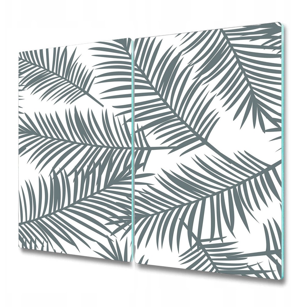 Glass Kitchen Chopping Cutting Board grey palm leaf black and white 2x30x52