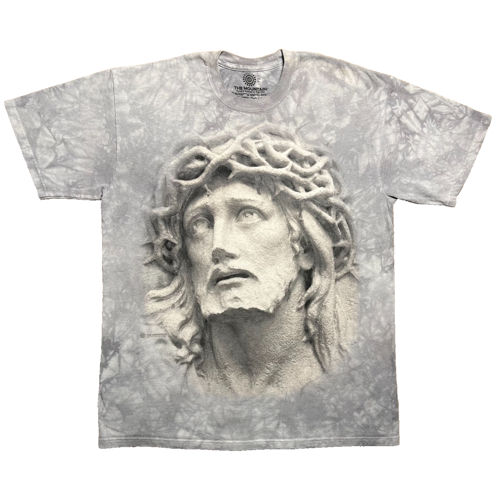 The Mountain Jesus Crown of Thorns T Shirt Mens L Gray Tie Dye Graphic Y2K Tee