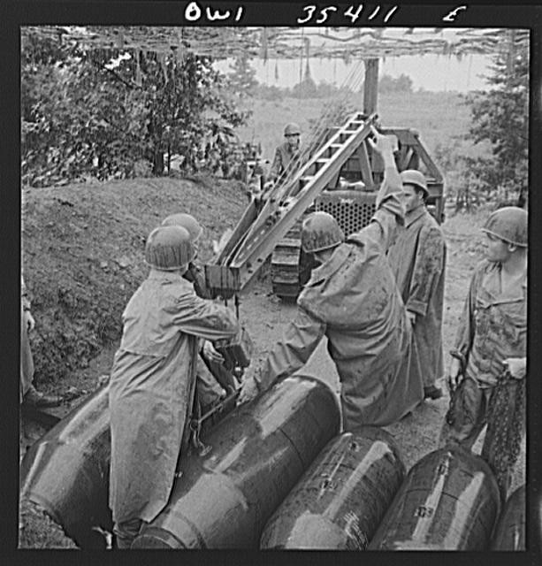 Greenville South Carolina 1940s Air Service Command Ordnance Men Loading Bombs