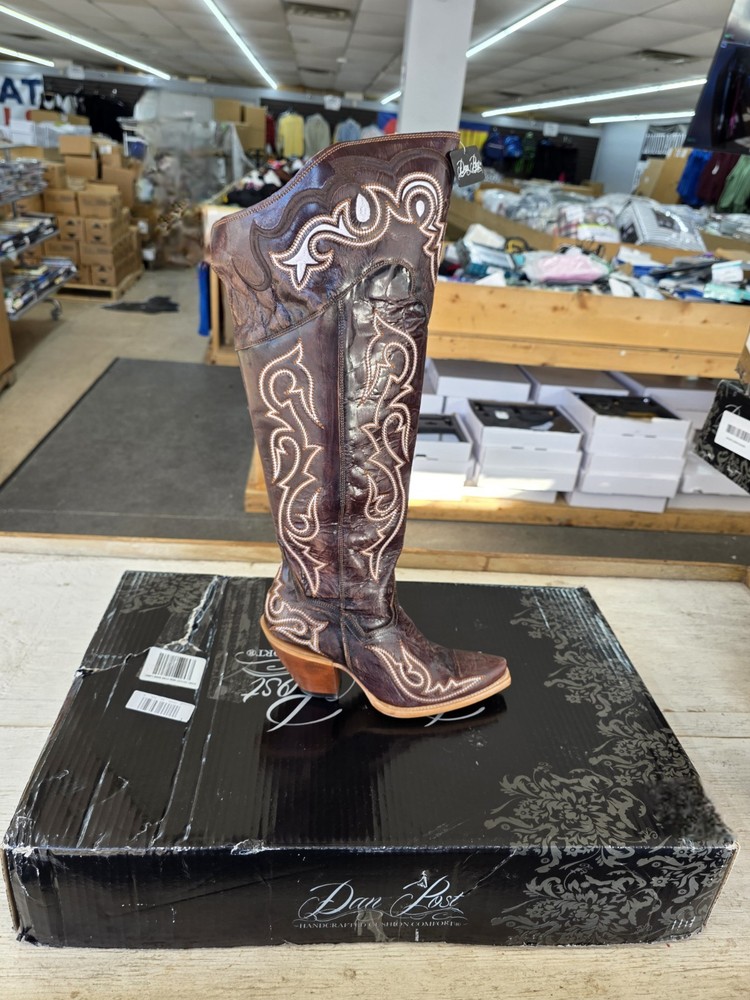 Dan Post Kommotion Choco Leather Snip Toe Western Cowgirl Boots (USA Women Size)
