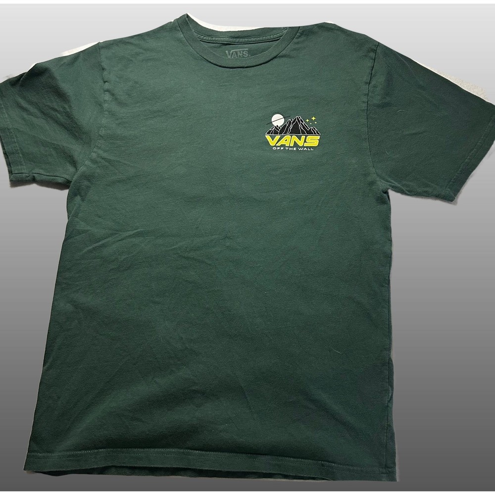 Vans Classic Fit T Shirt Green Mountain Tent Graphic Print Kids Large