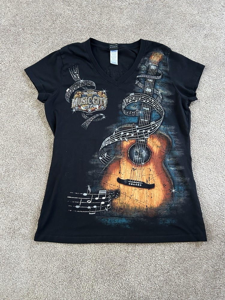 Harley-Davidson Nashville Tennessee Music City V-Neck T-Shirt Womens XL