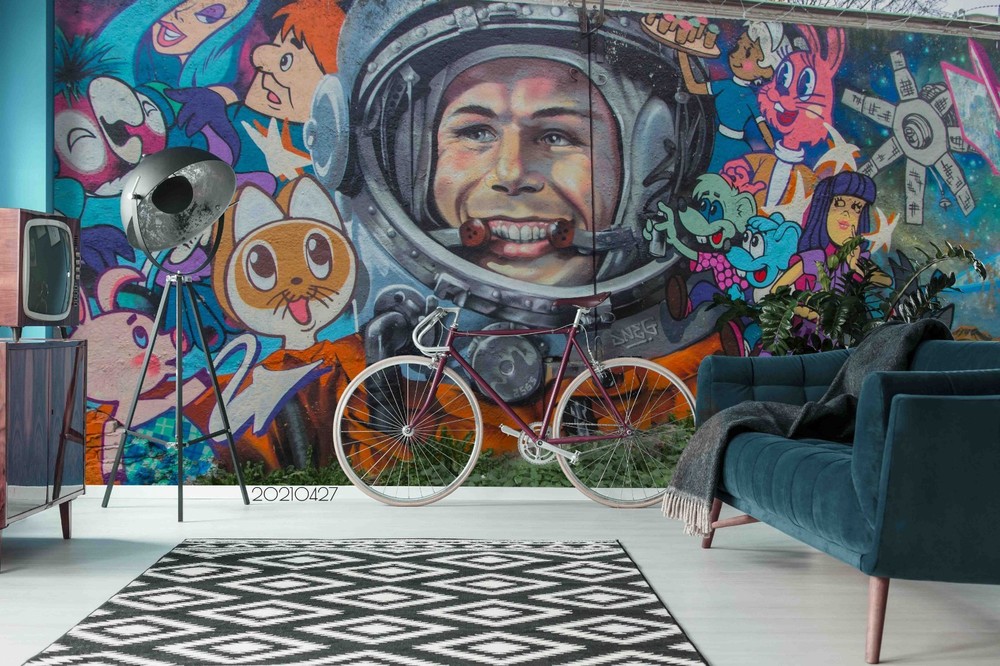 3D Cartoons Animals People Graffiti Wall Murals Wallpaper Murals Wall Sticker