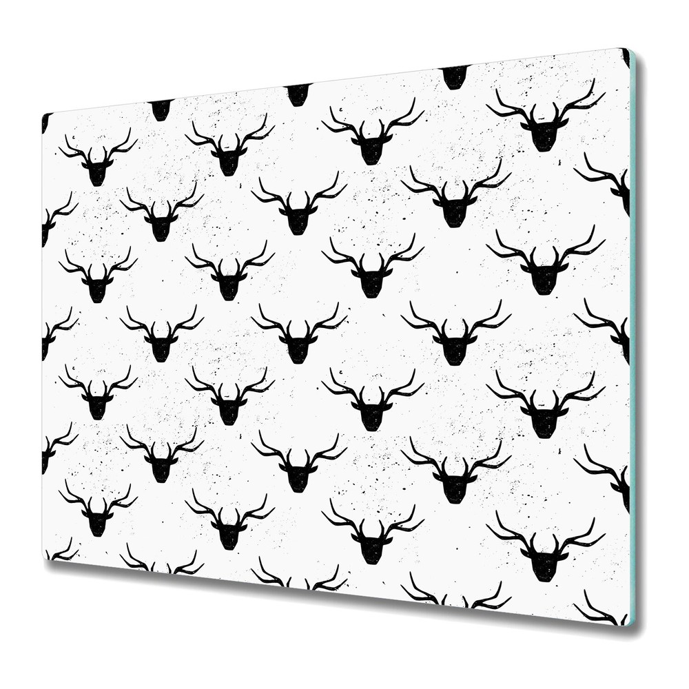 Glass Chopping Cutting Board Worktop Saver Deer head black and white 60x52