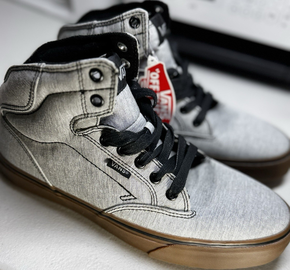 VANS Men's Gray Canvas High Top Lace-Up Sneakers Gum Rubber Sole US 8.5