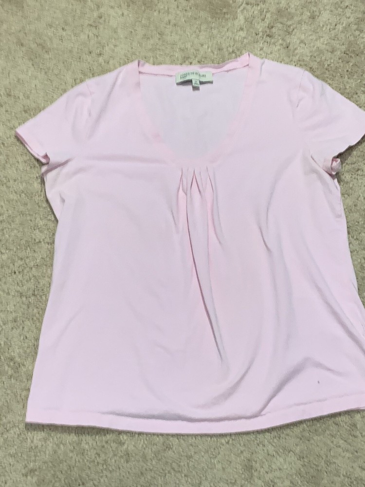 Jones New York Womens Pink Sport Short Sleeve Shirt Size Medium Solid Basic Top