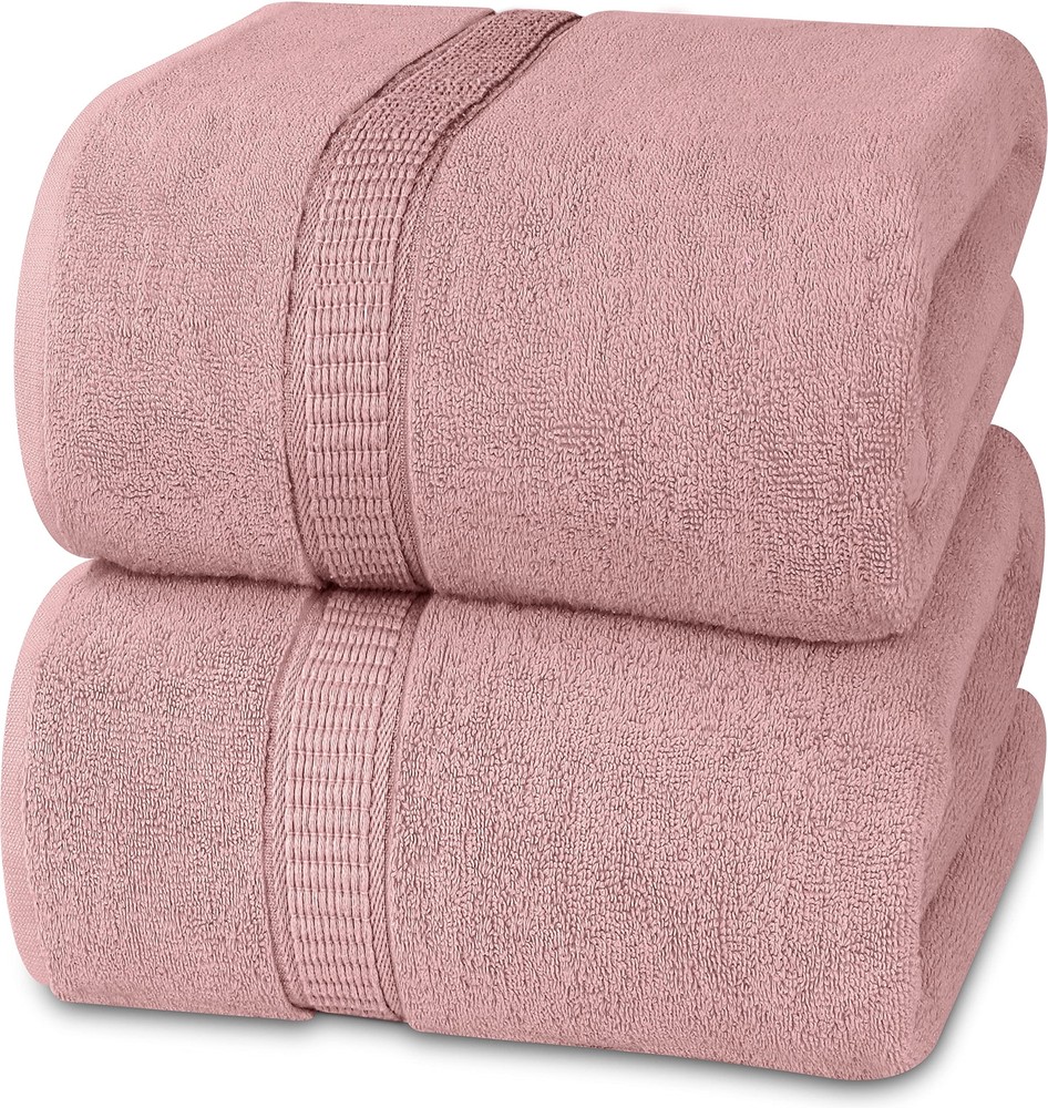 Utopia 2-Piece Jumbo Bath Sheet Set 600 GSM 100% Cotton Dusty Pink Quick Dry Towels  