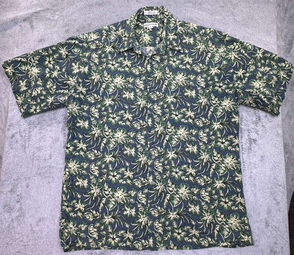Pierre Cardin Hawaiian Shirt Men’s L 100% Cotton Made in Korea Floral Vintage