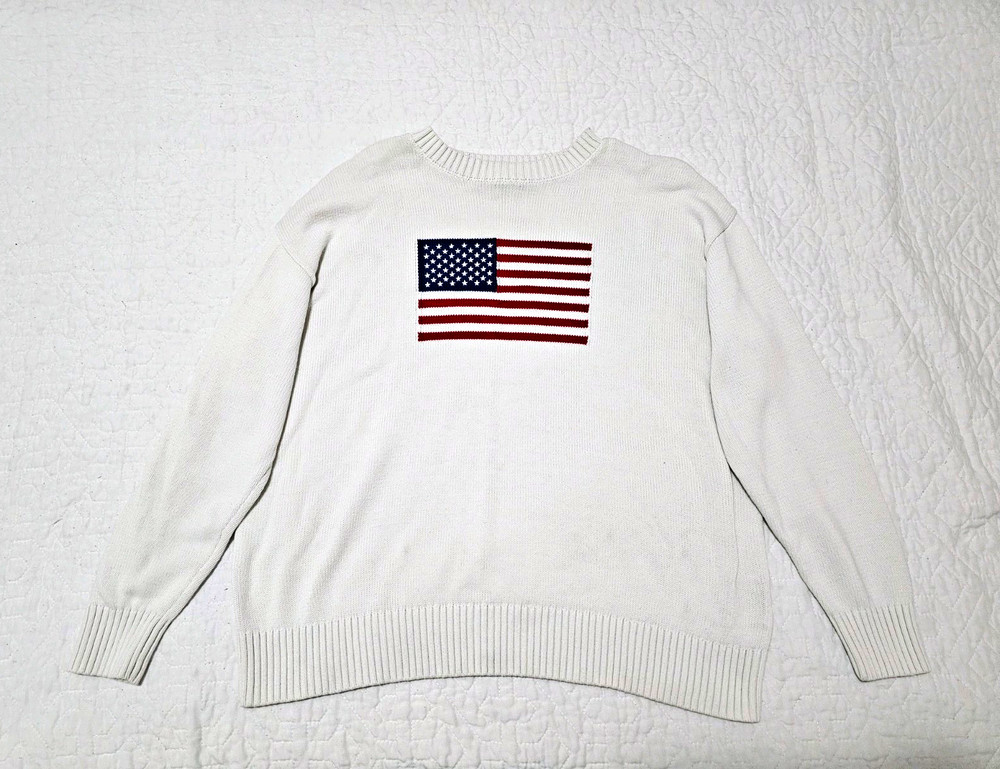 Fourteen Twelve Women's American Flag Graphic Crewneck Knit Sweater M