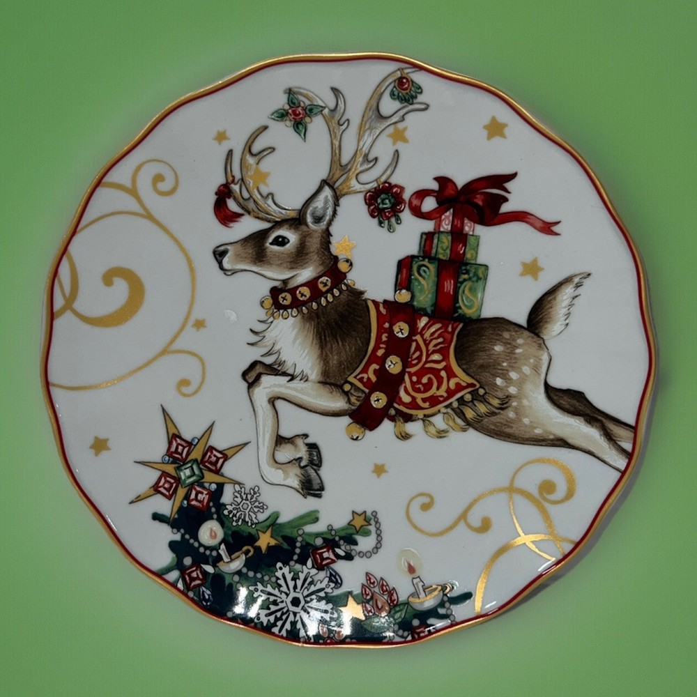 Williams Sonoma Reindeer 11-Inch Night Before Christmas Dinner Plate