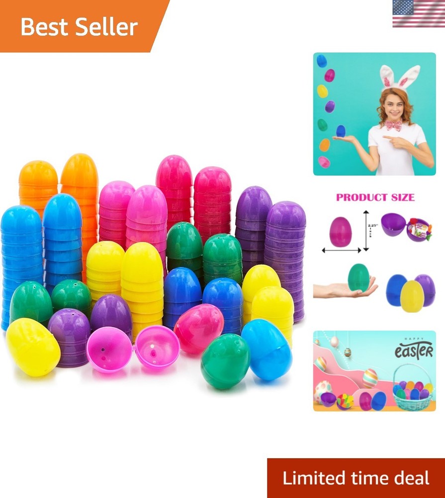 Fillable Easter Eggs 50-Pack with Hinge Bulk Colorful Bright Plastic Easter E...