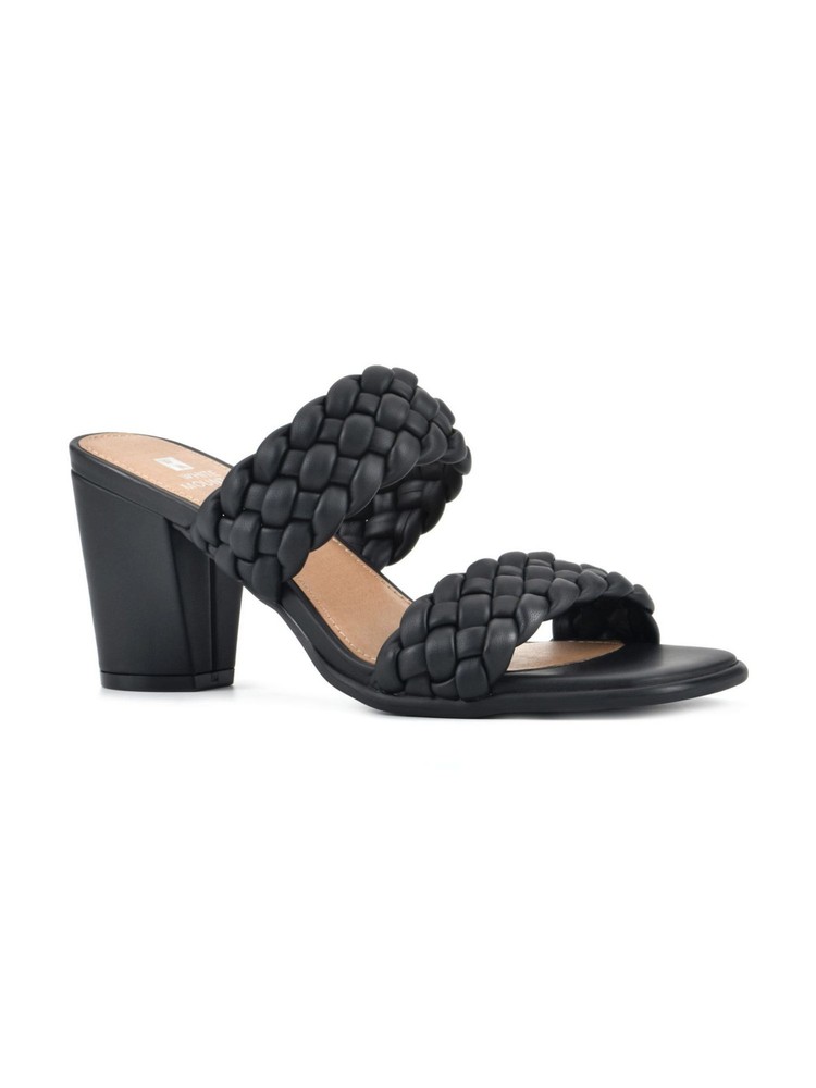 WHITE MOUNTAIN Womens Black By Far Open Toe Block Heel Slip On Heeled Sandal 6 M