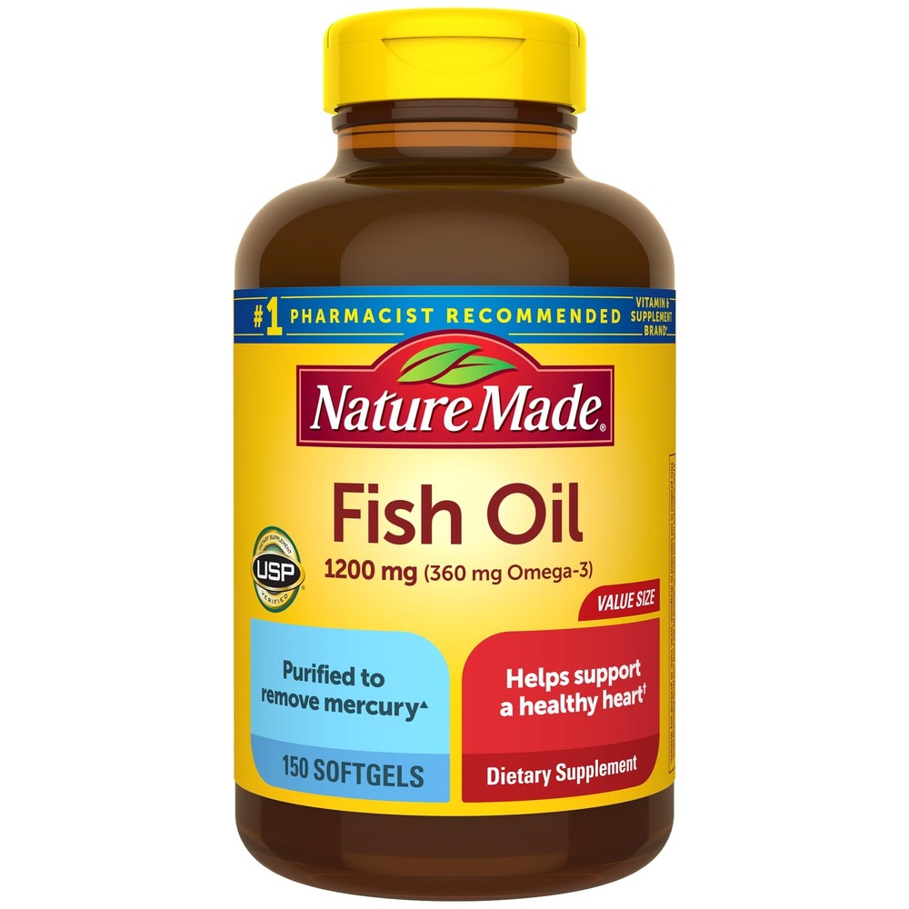 Fish Oil 1200 mg Softgels Fish Oil Supplements Omega 3 Fish Oil for Healthy H...