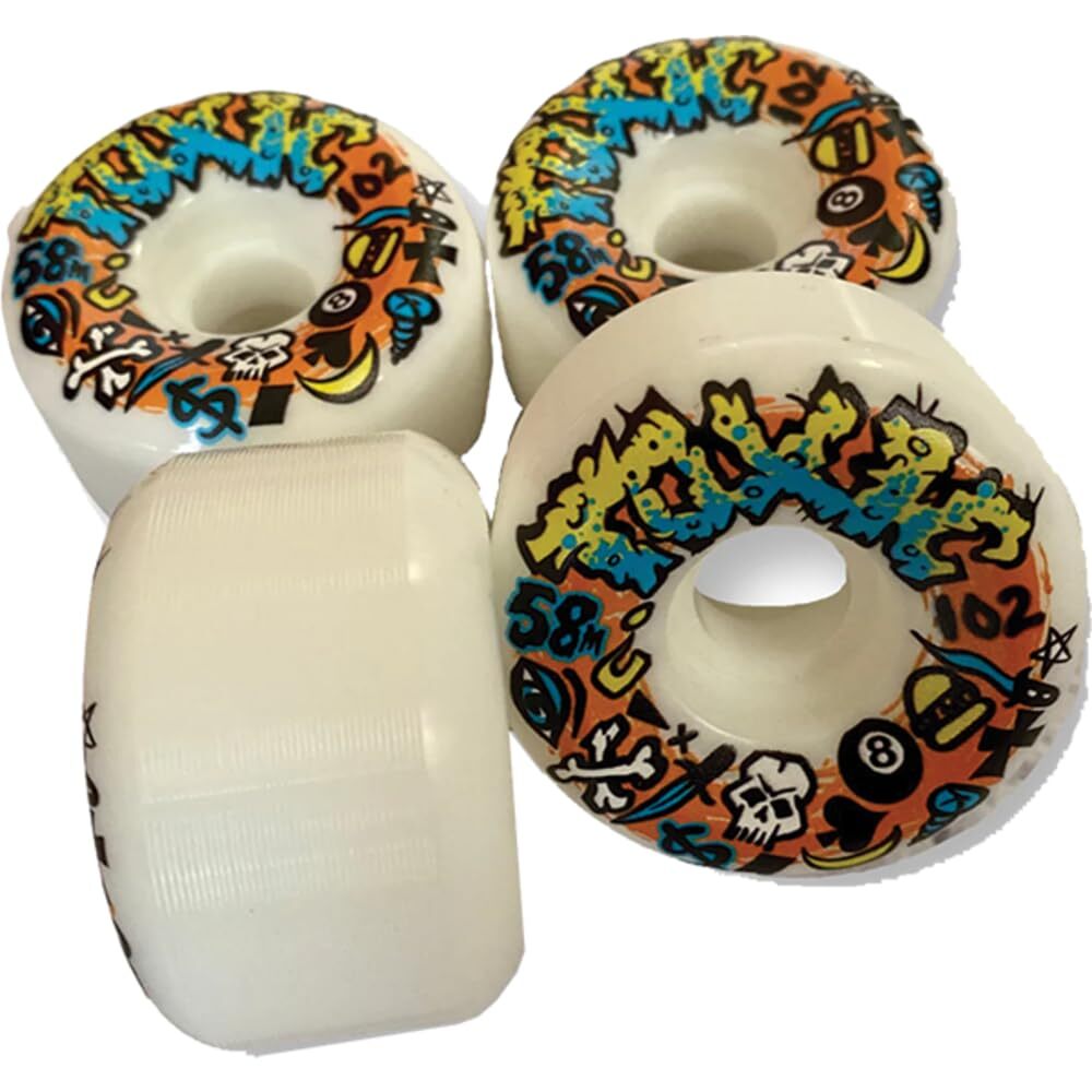 toxic Team 58mm 102A White Solid Skateboard Wheels (Set of 4)