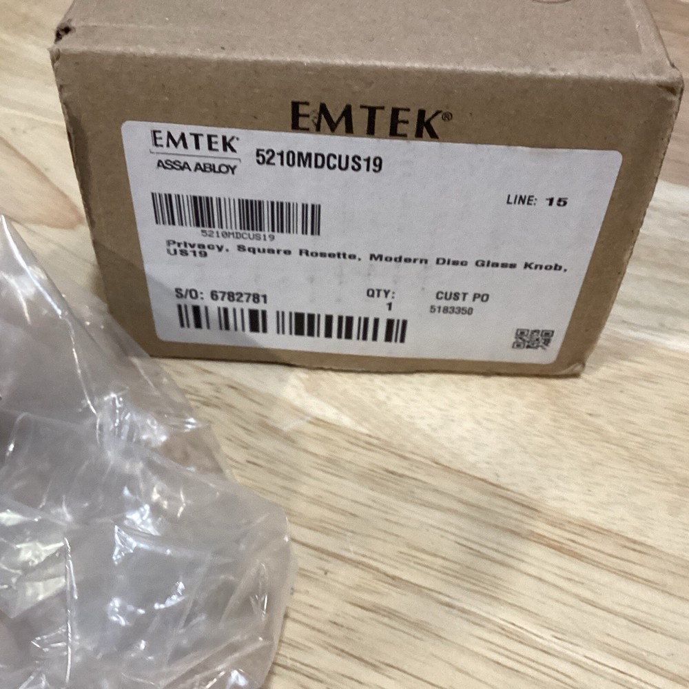 Emtek 5210MDCUS19 Privacy Door Glass Knob Set Flat Black with Rosette