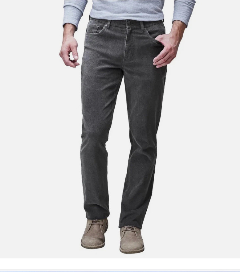 Copper & Oak Men's Stretch Corduroy Pant 5 Pocket Gray Size 30x30