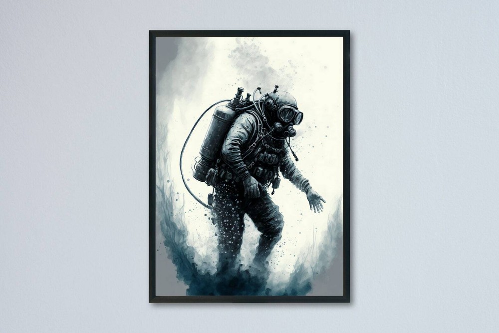 Scuba Diving Wall Art Print Gift Idea Ocean Wall Art Home Decor Scuba Diver