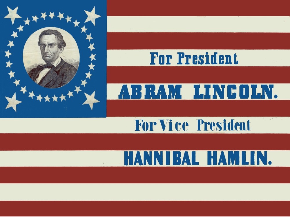 8106.Decoration Poster.Home Room wall art design.Lincoln election American Flag