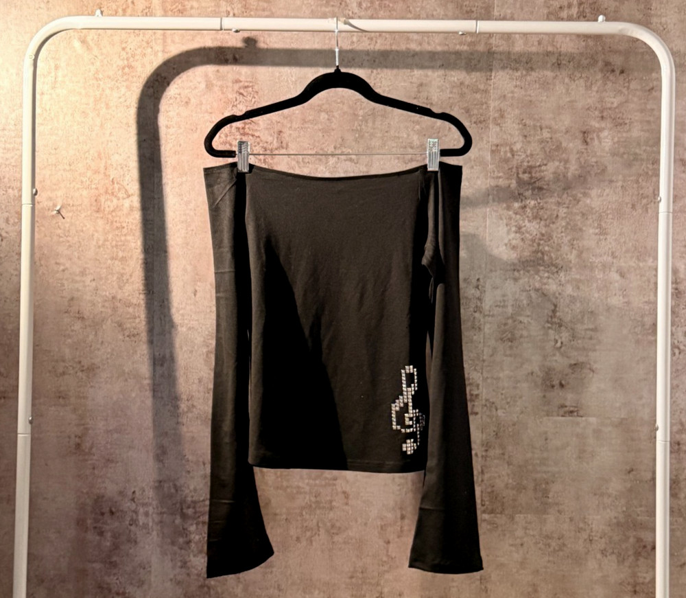 Punk Y2K  Off The Shoulder Black Shoulder Top
